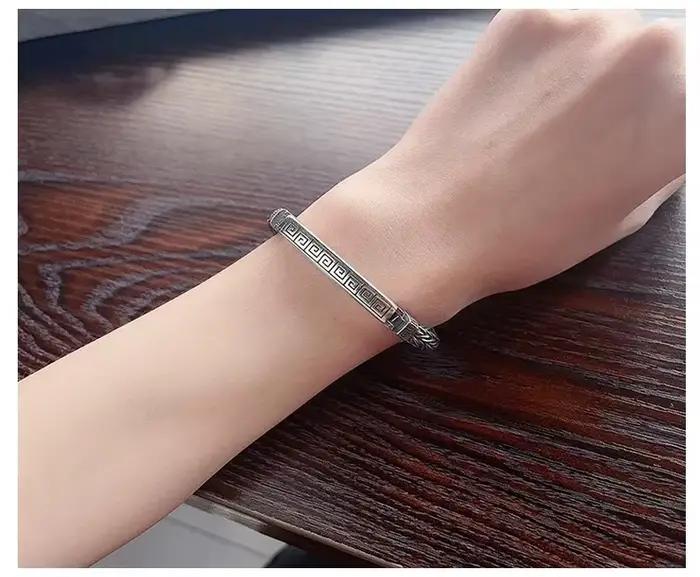 Bracelet rétro en argent sterling 925 pour hommes et femmes élégant à offrir pour occasions spéciales