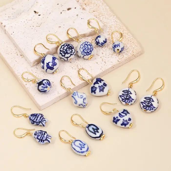Boucles d'oreilles en céramique style rétro pour femmes avec certificat de qualité pour occasions sociales elegance et originalité