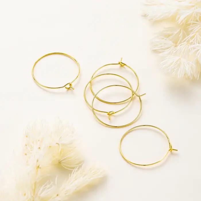 10 pièces/lot 15mm 20mm 25mm 14K 18K or gros fil de boucle d'oreille cerceaux cercle