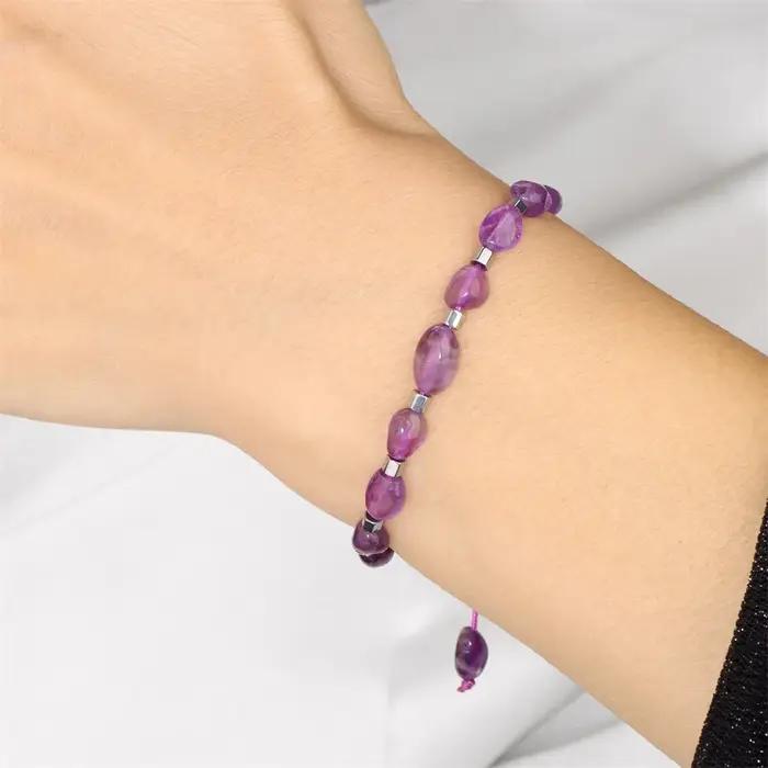 Bracelet de perles obisidiennes noires pour hommes et femmes