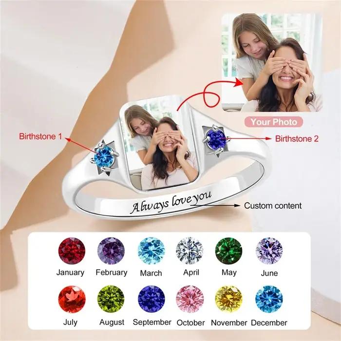 Bague photo personnalisée pour femmes