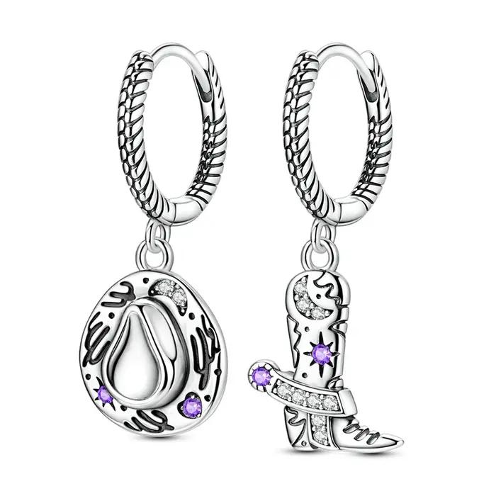 Boucles d'oreilles en argent Sterling 925 pour femmes, boucles d'oreilles brillantes en forme de pla