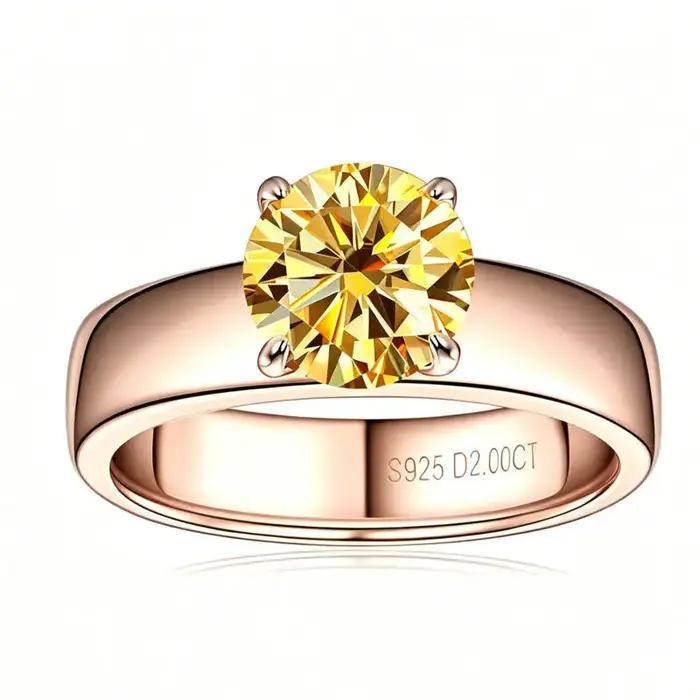 Bague solitaire en argent 925 avec moissanite taille ronde D VVS1