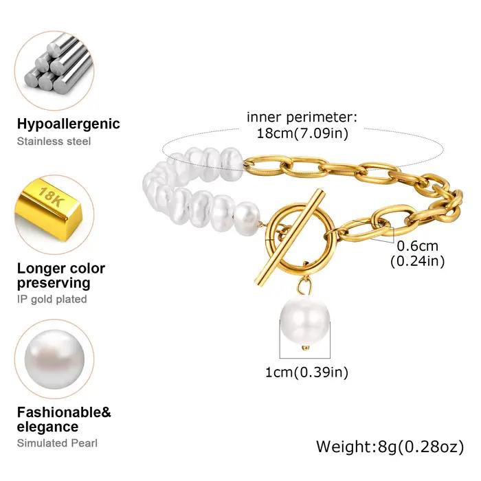 Bracelet à breloques en perles baroques d'imitation pour femmes