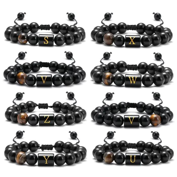 Bracelets avec initiales de 10mm pour hommes et femmes