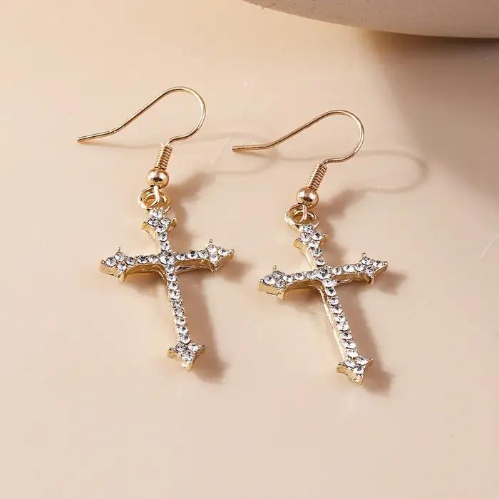 Boucles d'oreilles croisées en cristal de Zircon éblouissantes pour femmes romantique classique vintage gothique punk hip hop occasions spéciales