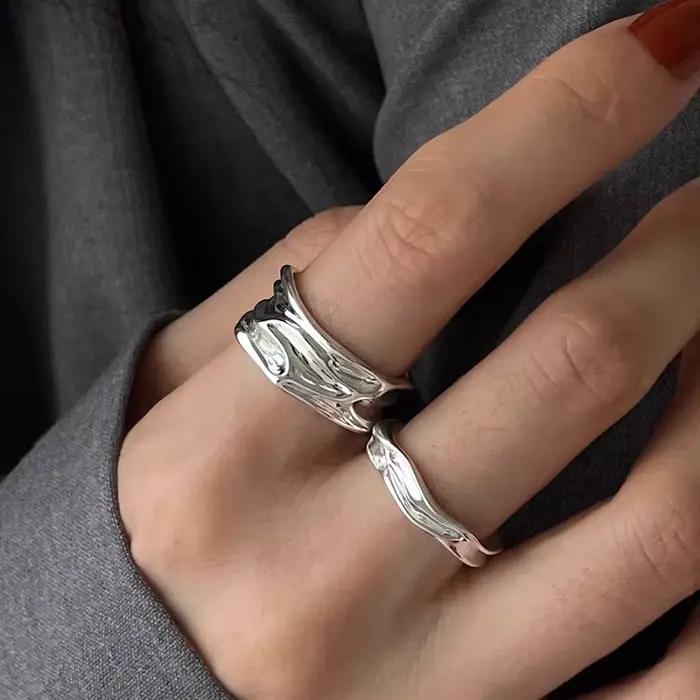 Bague Bergame Irrégulière en Argent Sterling 925 pour Femme et Fille