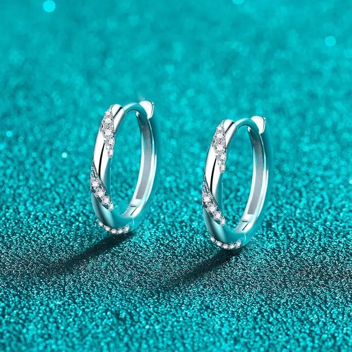 Boucles d'oreilles en moissanite taillée en argent regardé 925 pour femme