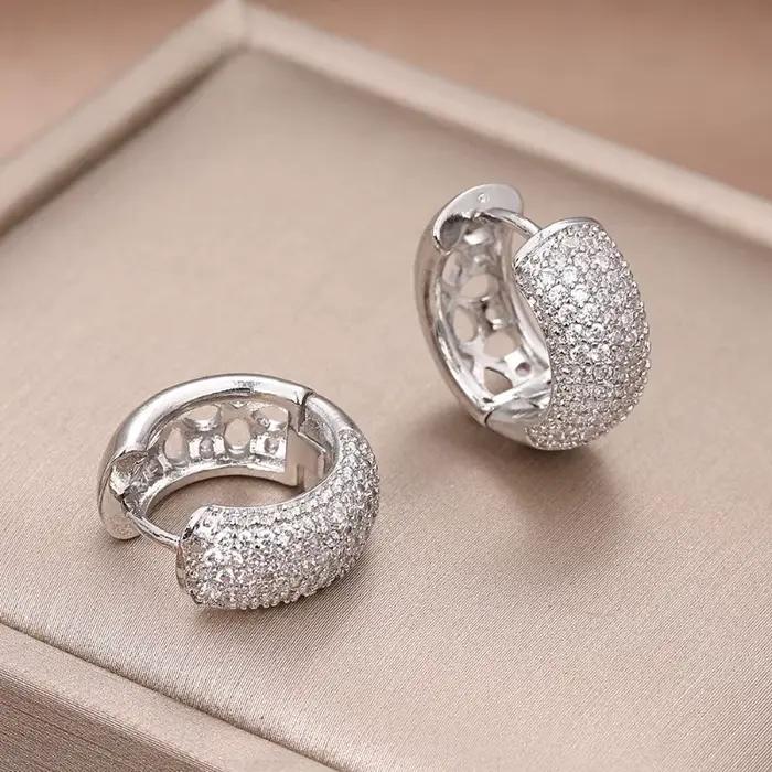 Boucles d'oreilles en argent Sterling 925 zirconium blanc rock hiphop vintage pour femmes occasions spéciales