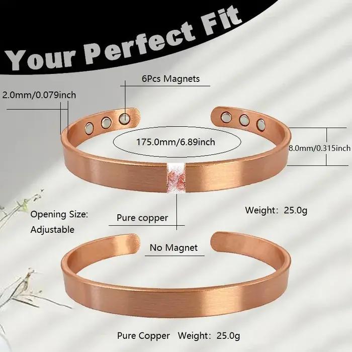 Bracelet magnétique en cuivre pur pour femmes et hommes