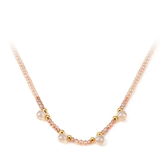 Lokaer – collier en cristal rose fait à la main pour femmes, accessoires plaqués or 18 carats, bijou