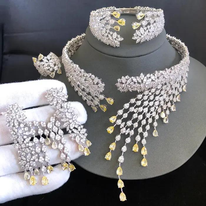 Ensemble de bijoux Missvikki plaqué rhodium pour femme avec pierres en oxyde de zirconium pour mariage et occasions spéciales