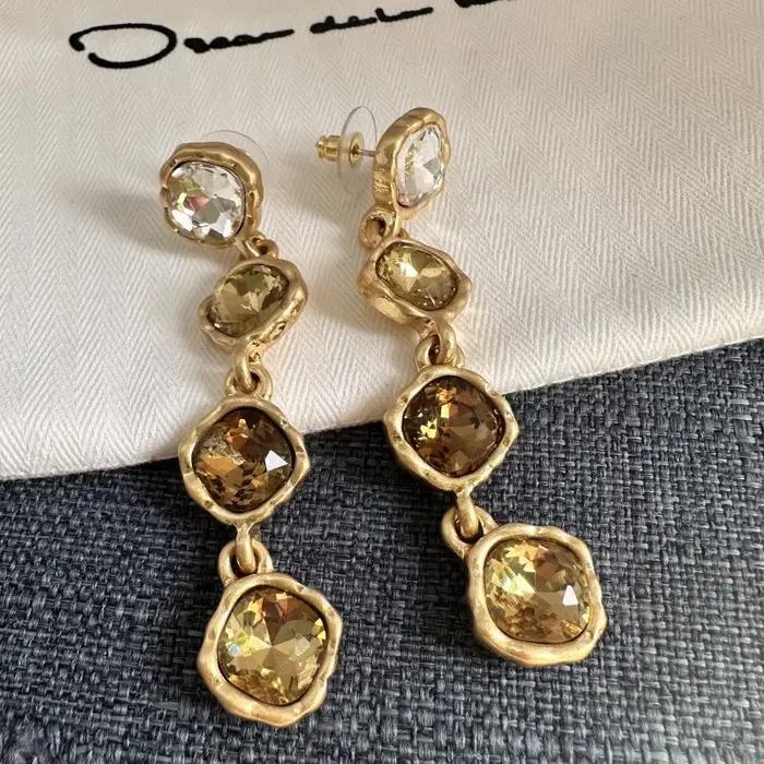 Os – boucles d'oreilles géométriques en verre coloré incrusté de Zircon pour femmes