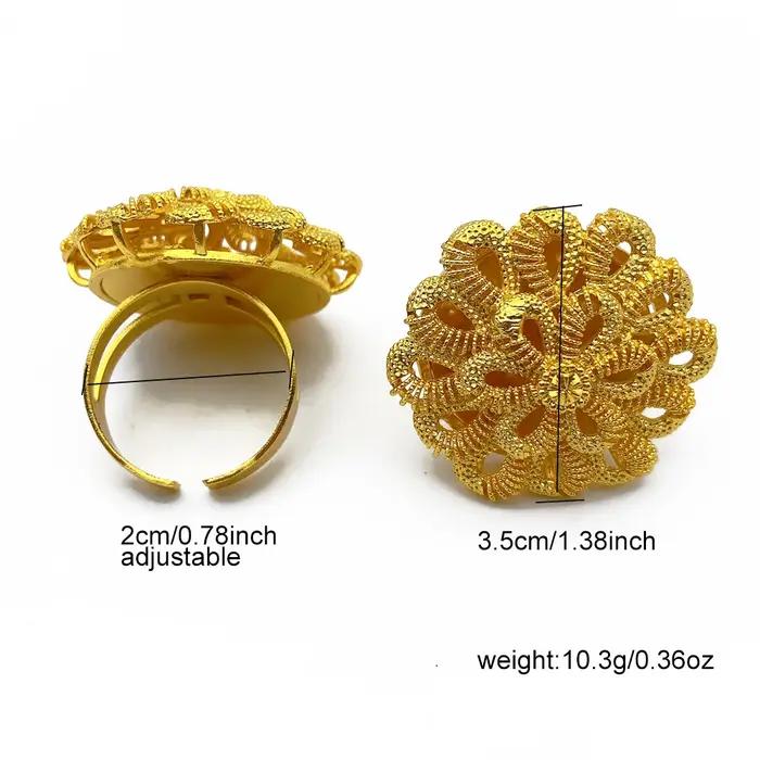 XUHUANG ethiopie bijoux 24K couleur or grandes femmes anneaux dubaï africain luxe grand anneau adapté aux cadeaux de mariage et de fête
