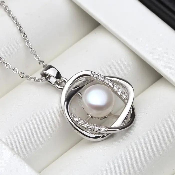 Pendentif en perle d'eau douce naturelle noire pour femme, pendentif en argent sterling 925 avec per