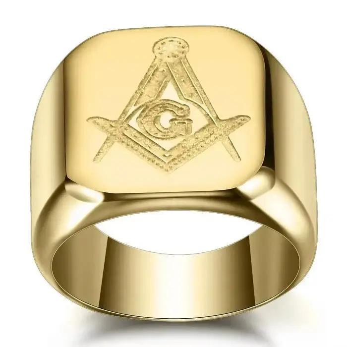 Bague Maçonnique Acier Inoxydable 316L avec Tracking de Sommeil pour Hommes Occasions Spéciales Carnavals Soirées Punk