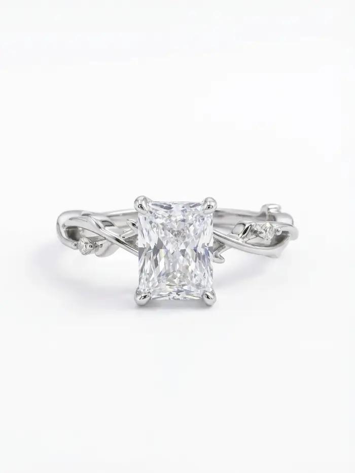 Bague rectangulaire en argent Sterling 925 pour femmes