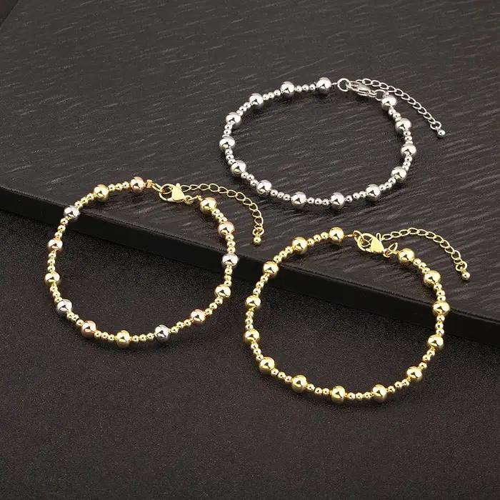Nidin-Bracelets à main en cuivre avec perles rondes pour femme