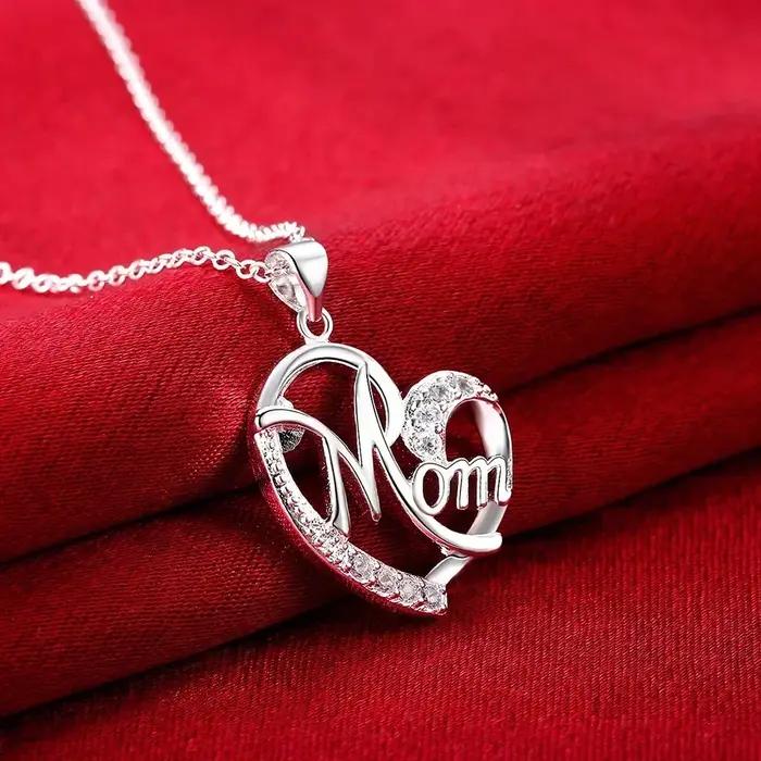 Cadeaux de fête des mères chauds 925 breloque en argent Sterling élégant maman AAA Zircon coeur pendentif collier pour femmes marques de mode bijoux