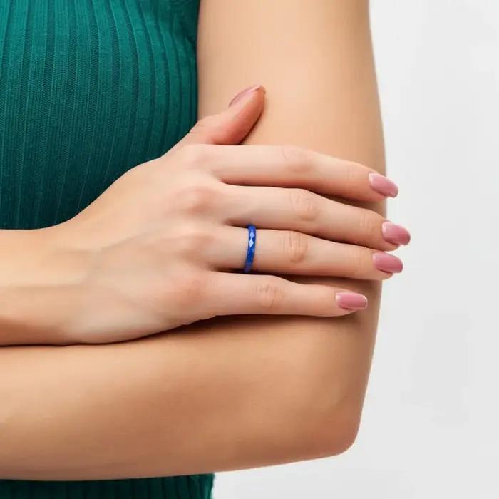 Bague en céramique empilable ultra-fine de 3 mm pour femme – Noir