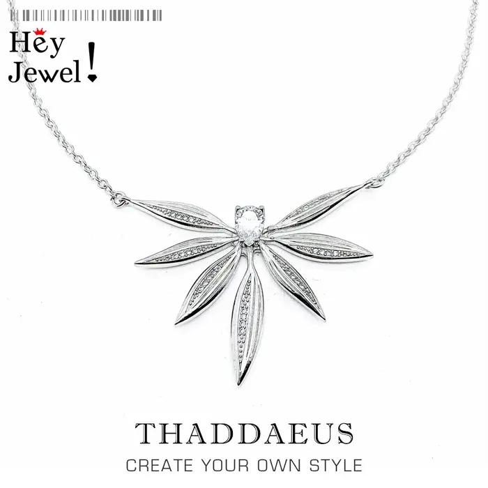 Grand collier de feuilles en argent regardé 925 pour femme, bijoux européens, cadeau de printemps, t