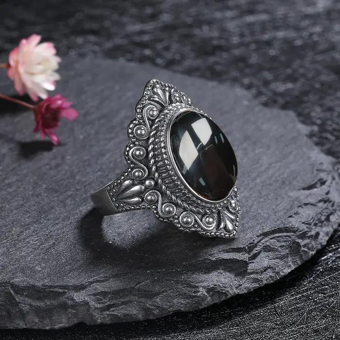 Bague en argent sterling 925 sertie de Labradorite naturelle élégante pour femmes occasions spéciales alliance de mariage bijou de luxe rétro style vendange
