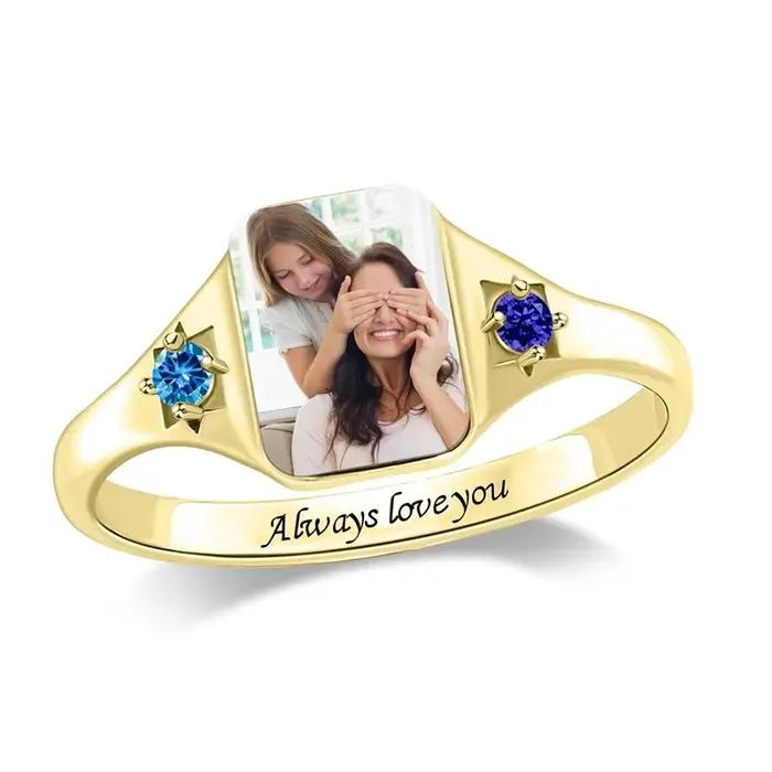 Bague photo personnalisée pour femmes