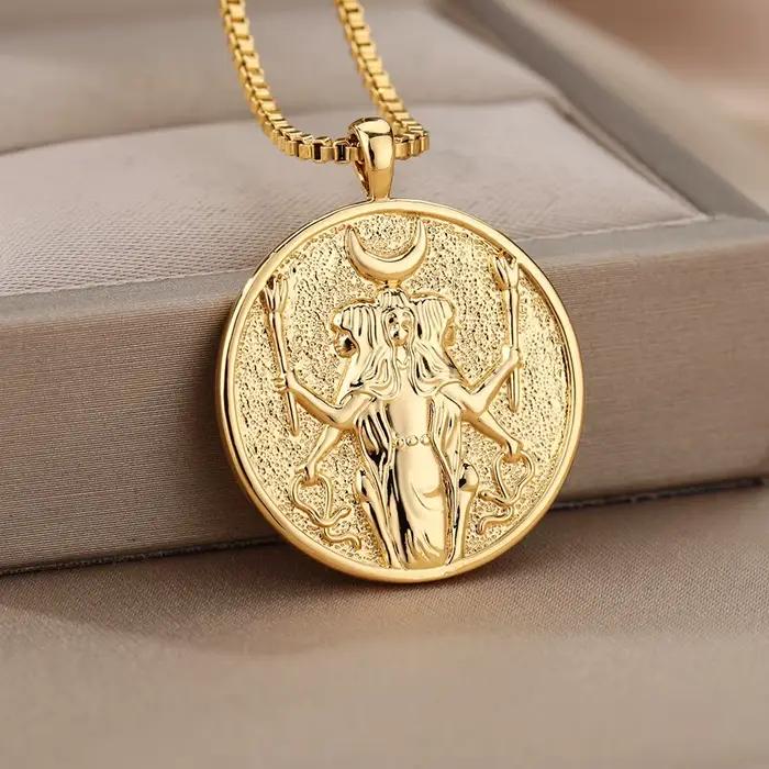Déesse aphrodite cléopâtre Artemis Athena Hecate collier acier inoxydable mythologie grecque