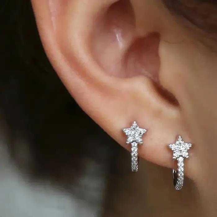 Huitan – boucles d'oreilles étoile à la mode avec CZ éblouissant