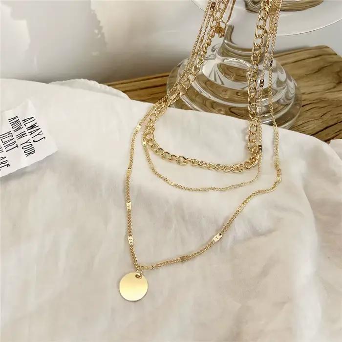 Collier Vintage sur le cou, couleur or, bijoux pour femmes, accessoires superposés pour vêtements de filles, cadeaux esthétiques, pendentif à la mode