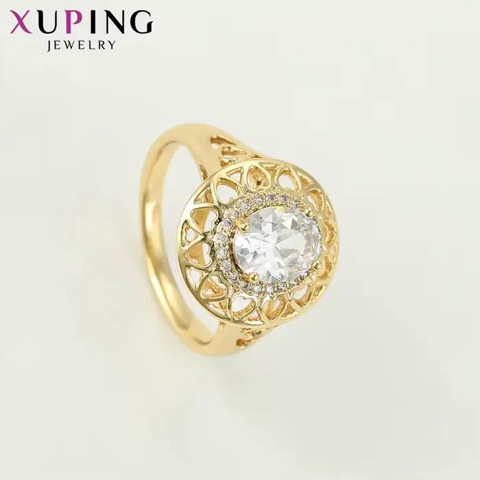Bague de mariage en cuivre plaqué or rose avec pierre précieuse artificielle blanche pour femmes occasions spéciales et anniversaires