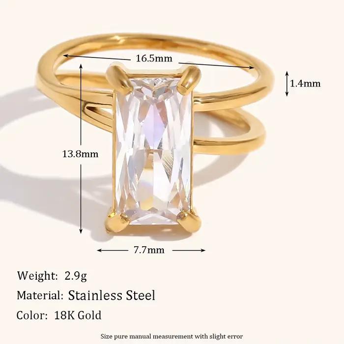 La.Muses – bague asymétrique rectangulaire en acier inoxydable pour femmes, Design à la mode, diaman