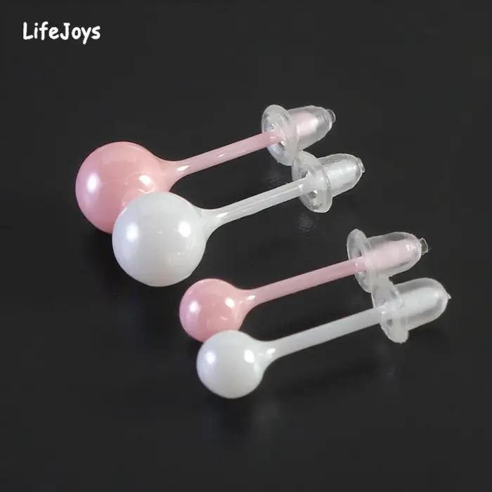Boucles d'oreilles en céramique rose et blanche brillantes pour filles et femmes élégantes pour toutes les occasions