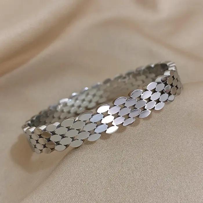 AENSOA – Bracelet ovale en acier inoxydable 316L