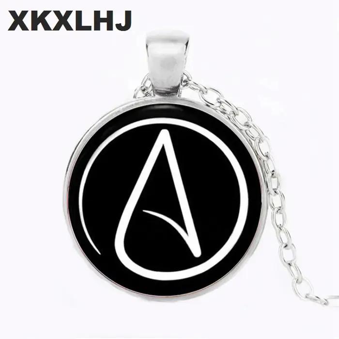 XKXLHJ vente chaude athée symbole pendentif collier dôme en verre bijoux Art Photo pull chaîne