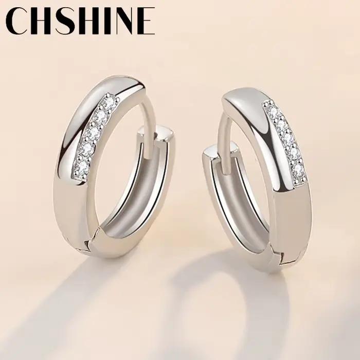 CHSHINE 925 en argent Sterling été Simple Zircon boucles d'oreilles pour les femmes de mariage bijoux de mode