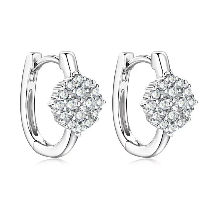 Vinregem GRA 3EX VVS1 D coupe ronde vrais diamants Moissanite pierres précieuses boucles d'oreilles en argent Sterling 925 bijoux fins en gros