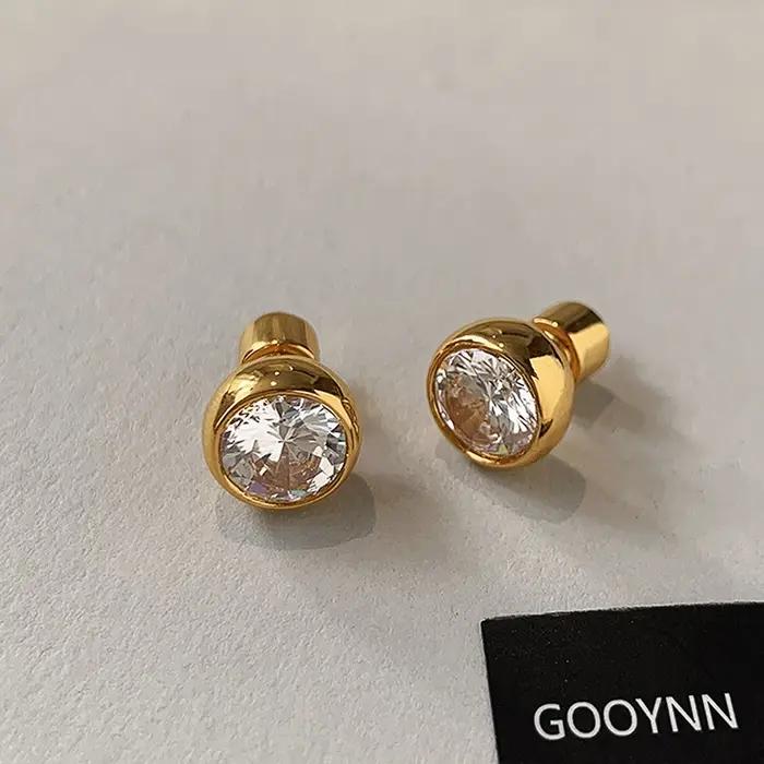 Boucles d'oreilles rondes brillantes en Zircon, haut de gamme, bijoux minimalistes à la mode, access
