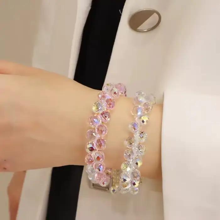 Bracelet en cristal brillant unisexe classique avec motifs ronds pour femmes et hommes, parfait pour les rendez-vous et les cadeaux d'amitié