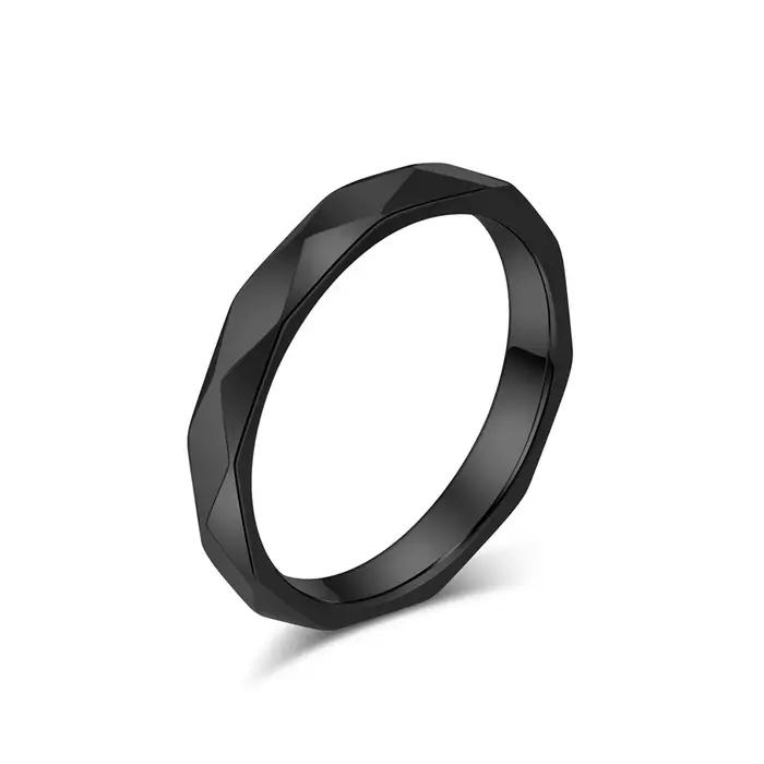 Bague plaquée or 18 carats en acier inoxydable coupe diamant pour femme mariage carnavals occasions spéciales style preppy minimaliste coréen