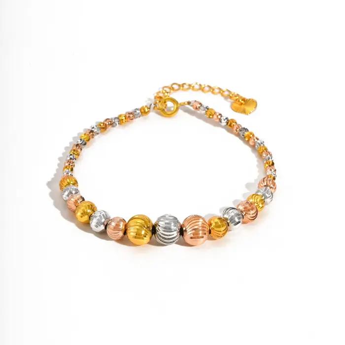Bracelet de perles de luxe à texture tricolore pour femmes