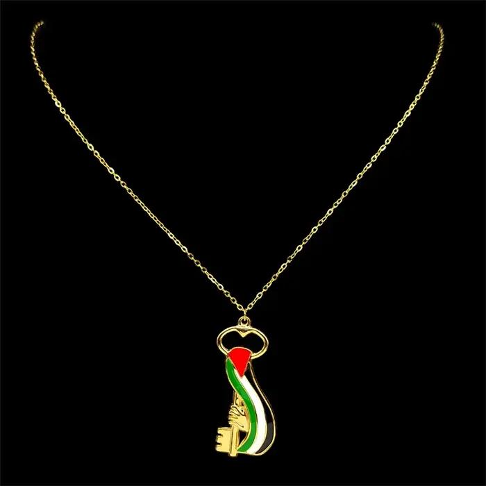 Collier en acier inoxydable et or émaillé pour hommes et femmes