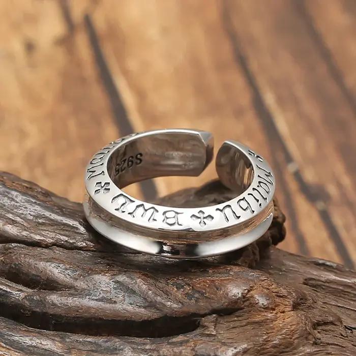 Bague en argent S925 style punk lettre pour homme occasions spéciales hip-hop soirée chic