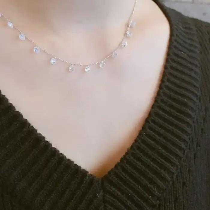 ANENJERY – collier avec pampilles en Zircon argenté pour femmes, chaîne de clavicule de tempérament élégante, bijoux coréens
