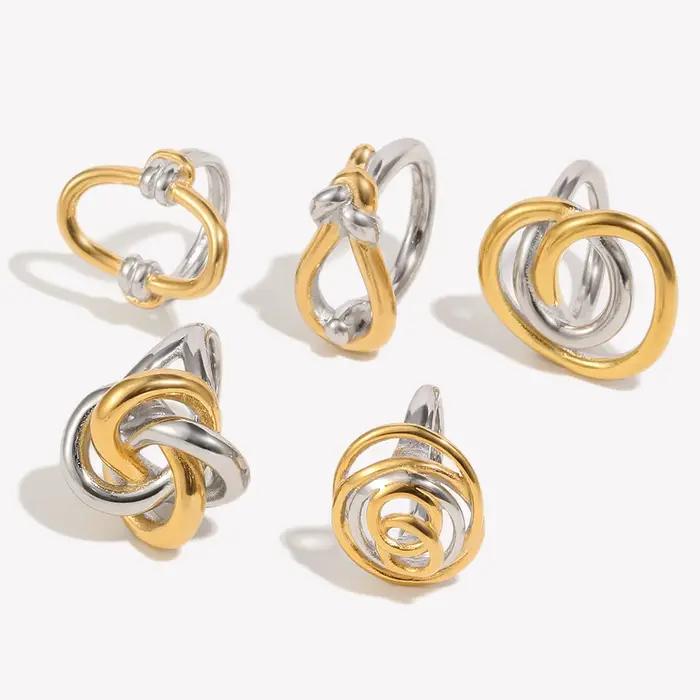 E.B.belle Série Line Knotting Bague à deux tons