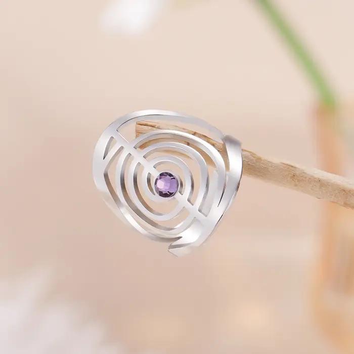 Bague Skyrim ChoKuRei avec zircon en acier inoxydable pour femme