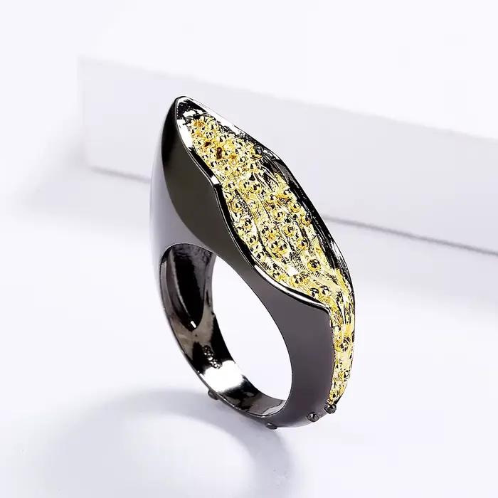 Bague rétro géométrique en or noir pour femmes, soirée chic, style classique, bijou certifié, zirconium, ajustement facile, cadeau spécial