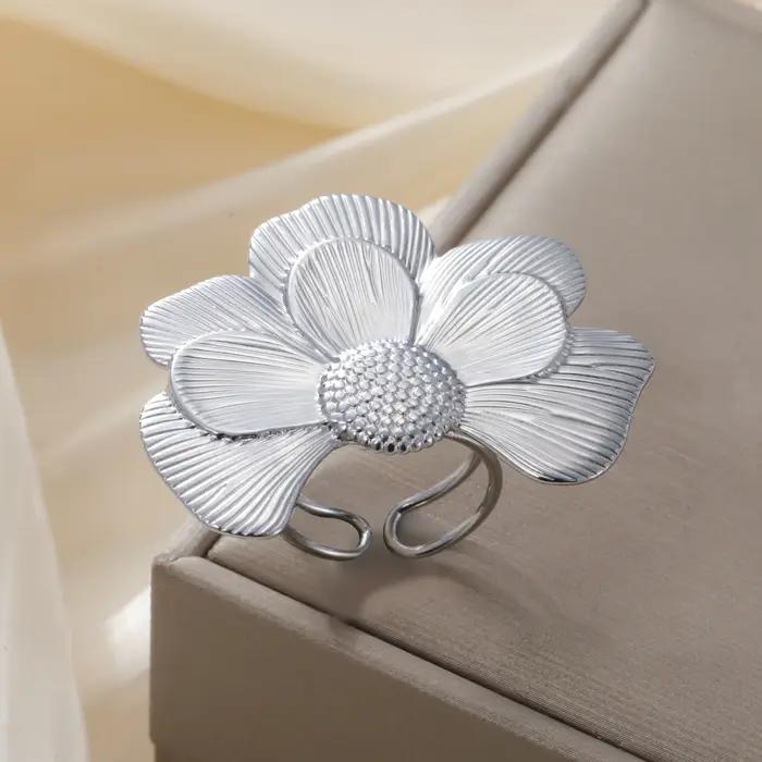 COOLTIME mode fleur bague pour femmes en acier inoxydable couleur or gardénia camélia