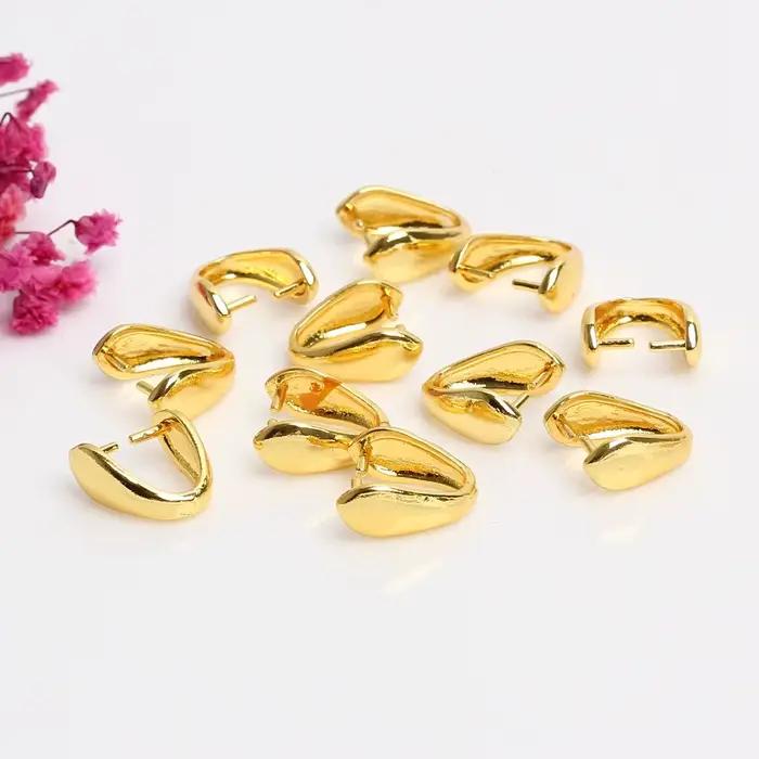 5Pcs Plaqué Or Laiton Pave Zircon Pinch Cimp Bail Pendentif Clasp