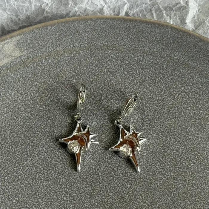 Y2K Sun Moon – boucles d'oreilles créoles en acier inoxydable pour femmes